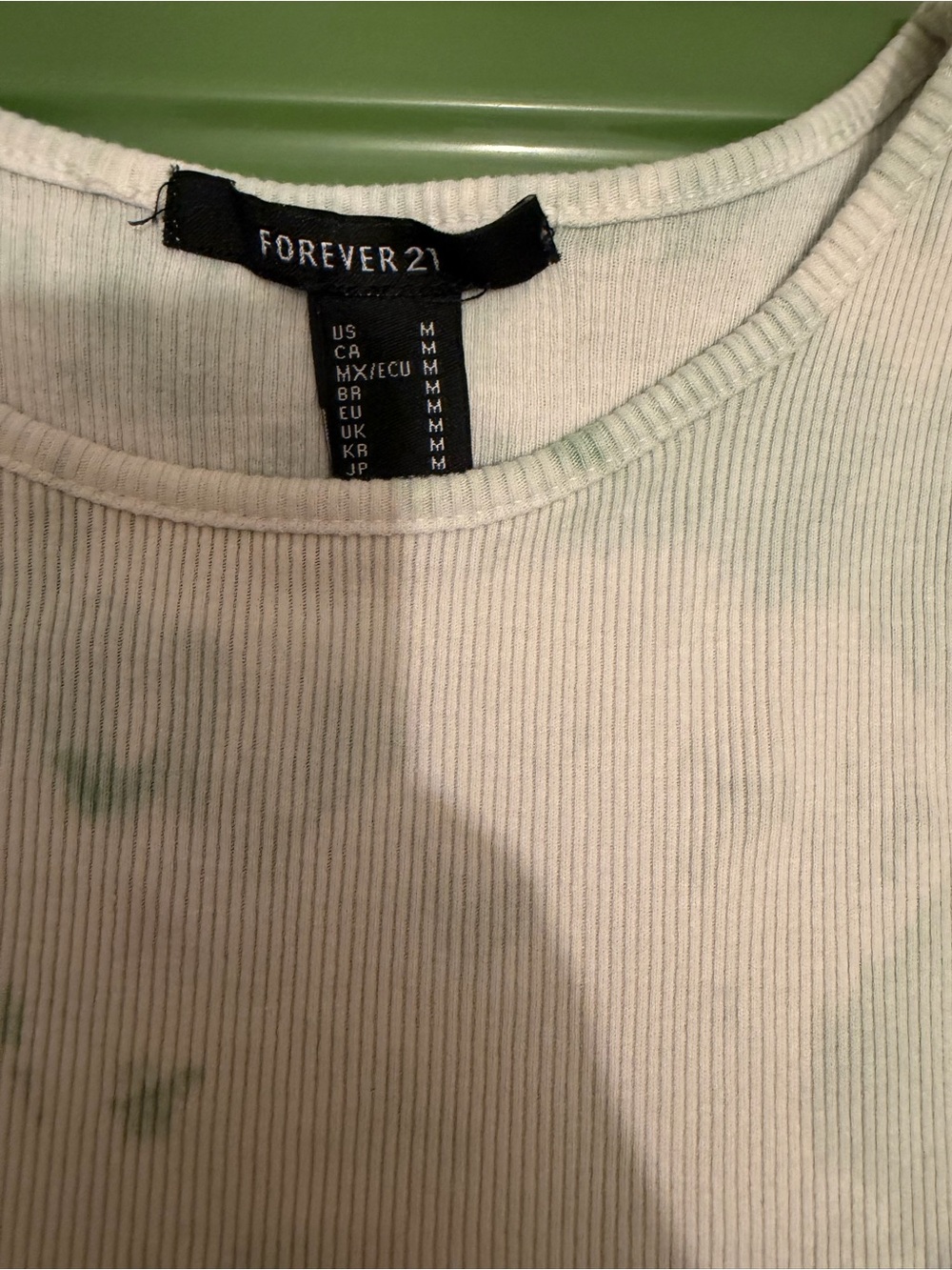 Forever 21 White Ribbed Tank with Green and Lavender Tie-Dye - Picture 3 of 3